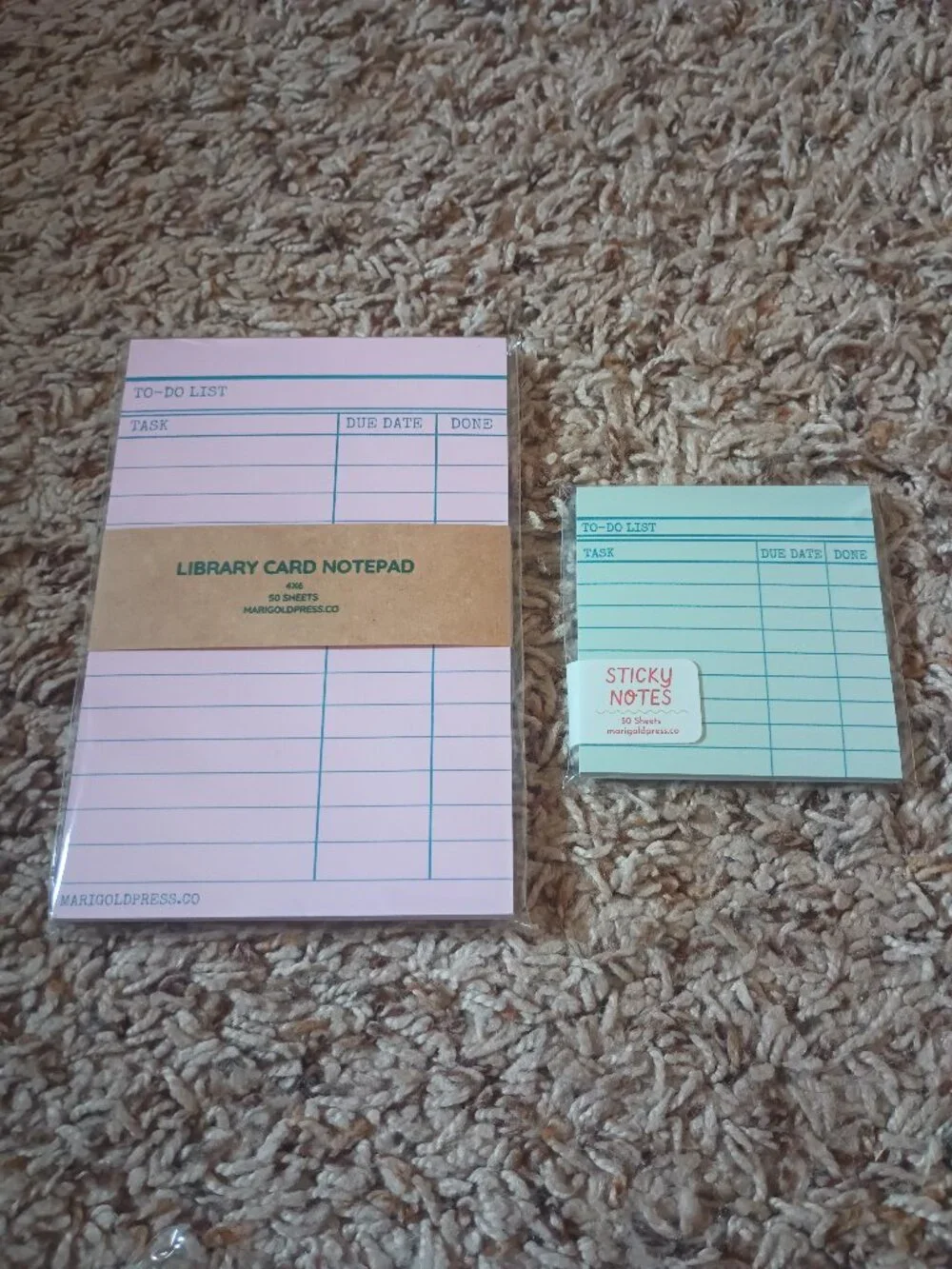 NEW set of 2 library card post-its